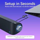 Nylavee Computer Speakers, Hi-Fi Stereo Computer Sound Bar with Bluetooth & 3.5mm Aux, USB/USB-C Powered for Desktop PC, Laptop & Monitor