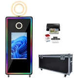 Photo Booth with Printer 32-inch Interactive Touch Screen Magic Mirror Photo Booth LED
