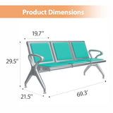 3-Seat Waiting Room Bench - PU Leather Waiting Room Chairs with Arms Airport Reception Bench,