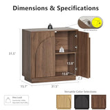 win2win 31.5" Small Buffet Cabinet with Storage, Arched Doors, Walnut, 2PCS