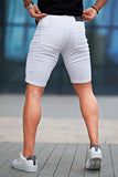 GINGTTO Mens Jean Shorts White Skinny Stretch Denim Shorts for Men Ripped 34