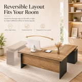 GT BLACK TURNSTONE 63" L Shaped Executive Desk, Modern Office Desk