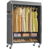 VIPEK R3C Plus Garment Rack Rolling Clothes Racks with Locking Wheels, Heavy Duty Clothing Rack Portable Closet with Adjustable Shelves & Side Hooks, Black Rack