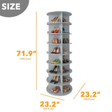 SpaceAid 8 Tier Rotating Shoe Rack Tower, Spinning Shoe Display Lazy Susan, Revolving 360 Shoe Rack Storage Round Carousel, Vertical Handbag Rotate Shoes Closet Organization (8-Tier Gray)