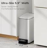 TIPGO Slim Bathroom Trash Can with Lid Soft Close, Step Pedal, 6 Liter
