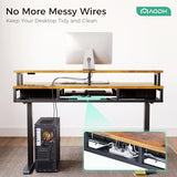 55 Inch Height Adjustable Gaming Desk with Power Outlets & LED Lights