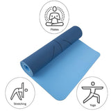 Yoga Mat with Alignment Marks - Lightweight Exercise Mat with Carry Strap for Home Workout or Travel by Wakeman Outdoors (Blue) Wakeman