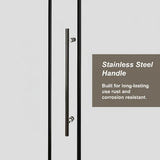 Bathenum 60.in W x 72.in H Frameless Shower Door Single Sliding, 1/4 inch Thick Clear Tempered Glass Shower Door with Zinc Roller Rail System, Stainless Steel Handle, Matte Black
