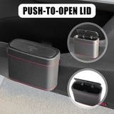 YGDMD Car Trash Can with Lid,Press-Top Car Trash Bin with 30PCS Cars Trashs Bags, Multi-Function & Small Cars Garbage Can
