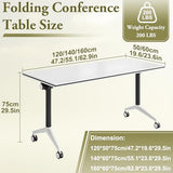 vhdurike 8pcs,47 * 20 * 30in, Folding Conference Table, Portable Flip Top Mobile Training Table