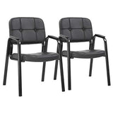 BestOffice Office Guest Chairs Set of 2 Reception Chairs Conference Chairs with Arms Lumbar Support Stack Cushion Seat  (Black)