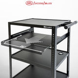 AxcessAbles Computer Cart on Wheels 400LB Capacity, Metal AV Equipment Utility Workstation