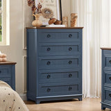 Joaxswe Farmhouse 5 Drawer Dresser for Bedroom Set of 2