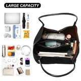 Suede Tote Bag for Women with Leather Purse Large Capacity Work Travel Handbags Ladies Shoulder Bags (Black)