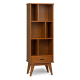 SIMPLIHOME Draper 64" Tall Solid Wood 5-Shelf Bookcase in Teak Brown