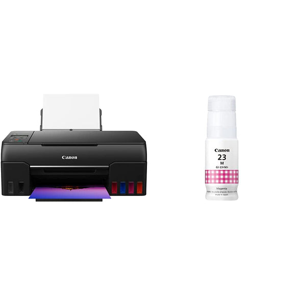 Canon PIXMA G620 Wireless MegaTank Photo All-in-One Printer [Print, Copy, Scan], Black with Canon GI-23 M AMR