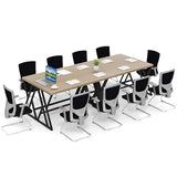 Giantex 10 FT Conference Table for 8-10 People, Modern 48" D x 118" W Large Meeting Table with Z-Shaped Metal Leg, Boardroom, Grey Oak