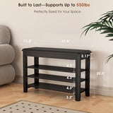 IUNVR Shoe Rack Bench Seat Rubberwood 3-Tier Wooden Storage Bench 550lbs Compact Mid-Century Modern Design for Entryway, Hallway, Closet, Front Door Entrance, Foyer