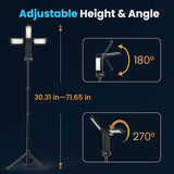 CAVN Rechargeable Camping Lights with Remote & Detachable Tripod Max Height 6.7 ft, Portable Work Light with 3 LED Lamp Heads, Camping Essentials Gear Emergency Flashlight with Hook, Black
