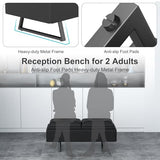 Leather Bench Waiting Room Chairs - 2 Seat Office Guest Reception Bench with Cushion