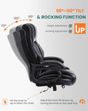 BOSMILLER 650lbs Large Big and Tall Office Chair for Heavy People with Adjustment Lumbar Support, Comfy Padded Heavy Duty Leather