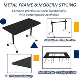 Folding Conference Table with Wheels,Flip Top Mobile Modular Conference Room