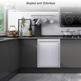 This Pull Out Trash Can Cabinet, Stainless Steel Built-in Garbage Bin for Bathroom
