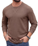 Askdeer Men's Waffle Long Sleeve T-Shirt Casual Lightweight Pullover Tees