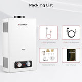 CAMPLUX 2.64 GPM Tankless Propane Water Heater, Portable Water Heater Outdoor with Overheating Protection, for Camping, Cabins, Barns, Easy Installation, 68,000 BTU, BD264