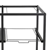2 Tiers Rolling File Cart, 4 Compartments Mobile Hanging File Cabinet with Pull-Out Drawer