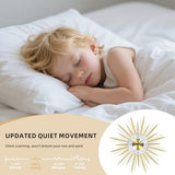 Anmotpe 23 inch Gold Starburst Wall Clock, Silent Non-Ticking Large Modern Starburst Decorative Clock for Home Decor, Living Room, Bedroom, Office