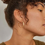Gacimy 14K Gold Plated Hoop Earrings for Women 14k Real Gold Plated, 5mm Thick Medium Hoops Earrings for Women 30mm