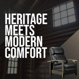 Trend Manor Whiskey Barrel Recliner Chair | Handcrafted from Authentic Whiskey Barrels | Italian Leather | Made in USA | Black Finish | Comfortable Recliner
