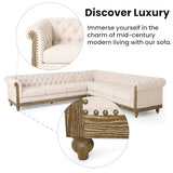 Merax Chesterfield Sofa, Retro Upholstered 6 Seater Rolled Arm