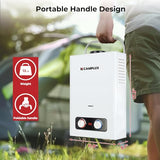 CAMPLUX Portable Tankless Water Heater, 1.58 GPM Outdoor Propane Water Heater with 3.54'' S/S Rain Cap, for Camping, 41,000 BTU, BD158C