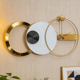 AMAATE Modern Luxury Geometric Wall Clock, Large 3D Gold Metal Ring Abstract Art, Silent Non-Ticking, for Living Room Bedroom Office Decor, 17.7"x33.26"