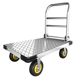 Push Cart Dolly Heavy-Duty Platform Truck Cart with Swivel Wheel 2200 LBS Capacity Foldable Flatbed Cart
