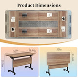Modern Conference Table, Folding Conference Room Table with Rolling Wheels