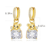 YOIHUR Cute Gold Hoop Earrings for Valentine's Day, 14K Gold Plated Hypoallergenic Jewellery CZ Huggie Drop Earrings, Zircon Bear Pendants Earring Jewelry Gifts for Women