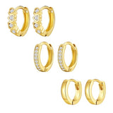 YOIHUR Small Gold Huggie Hoop Earrings Set for Women, 14K Gold Plated Chunky Hypoallergenic Stack Cartilage Earrings, 3 pcs Dainty Cute Multiple Piercing Trendy Jewelry Festival's Day Gifts for Women