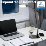 NS Eye-Caring LED Desk Lamp, 3 Color Temperature Dimmable Office Light with Memory Function & Timer, Adjustable Metal Clamp Lamp