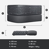 Wireless Ergonomic Qwerty Keyboard - Split Keyboard, Windows/Mac,Black Logitech