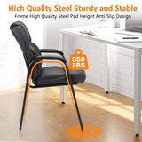 Leather Guest Chair with Padded Arm Rest for Reception Meeting Conference and Waiting Room