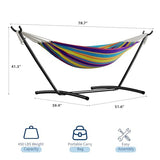 Garvee Double Hammock with Foldable Steel Stand and Carry Bag – Indoor/Outdoor Standing Hammock, 450 LBS Capacity, for Garden, Camping, Beach (Tropical)