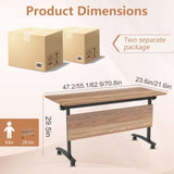 47.2in Folding Conference Table, Modular Meeting Table with Wheels