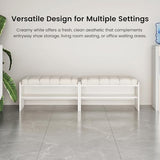 Modern White Waiting Room Bench with Open Storage Shelf