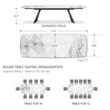 Extendable Dining Table with Leaf, 78"-110" Rectangular Sintered Stone, Marble-Look Top, Seats 6-14, Metal Base