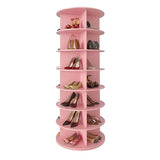 SpaceAid 7 Tier Rotating Shoe Rack Tower, Spinning Shoe Display Lazy Susan, Revolving 360 Shoe Rack Storage Round Carousel, Vertical Handbag Rotate Shoes Closet Organization (7-Tier Pink)