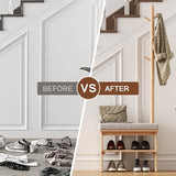 YQJJGL Coat Rack with Shoe Storage,Shoe Rack whit 8 Hook for Offices、Bedroom、Living Room,Small Shoe Bench, Natural