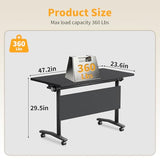 Usosidam Folding Conference Room Table, Modular Mobile Large Flip-Top